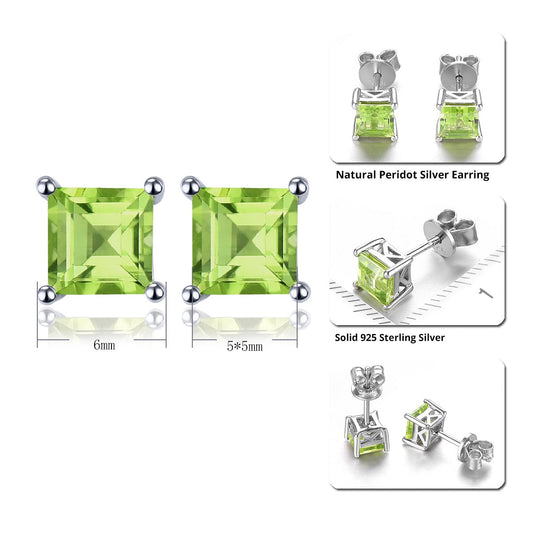 5mm Square Cut Natural Peridot Stud Earrings - Premium Jewelry from Dazzling Delights - Just $67.95! Shop now at Dazzling Delights