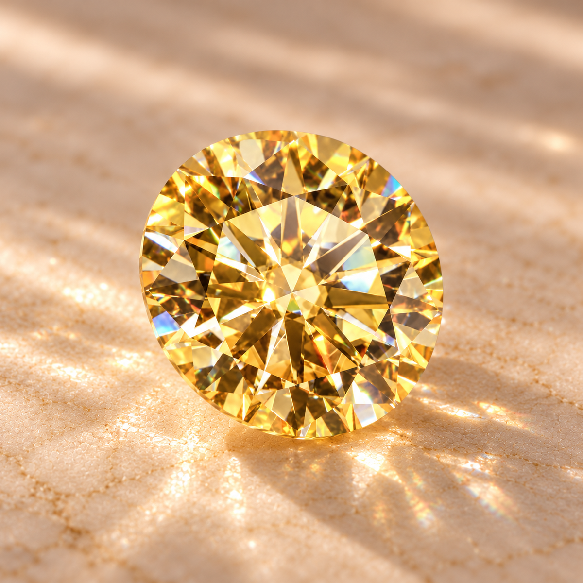 Champagne Round Brilliant Cut Moissanites