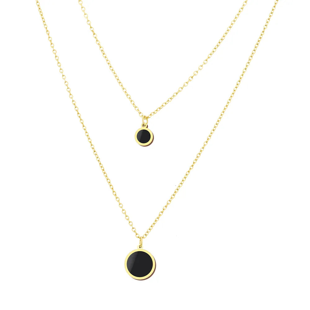 Titanium Black Disk Double Pendant Necklace - Premium Jewelry from Dazzling Delights - Just $28.95! Shop now at Dazzling Delights