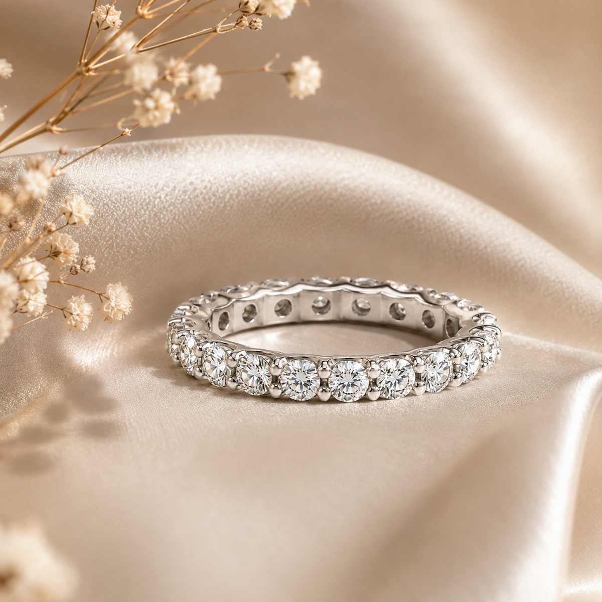 Anillo de boda de moissanita de corte brillante redondo de 2,1 quilates
