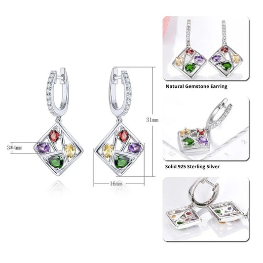 Four Stone Oval Cut Natural Gemstone Dangle Earrings - Premium Jewelry from Dazzling Delights - Just $85.95! Shop now at Dazzling Delights