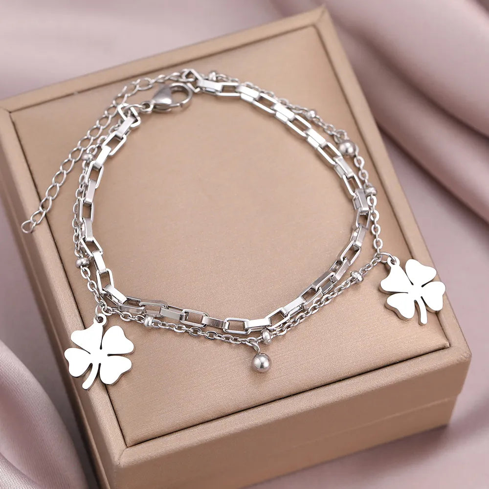 Titanium Four Leaf Clover Bracelet - Premium Jewelry from Dazzling Delights - Just $28.95! Shop now at Dazzling Delights