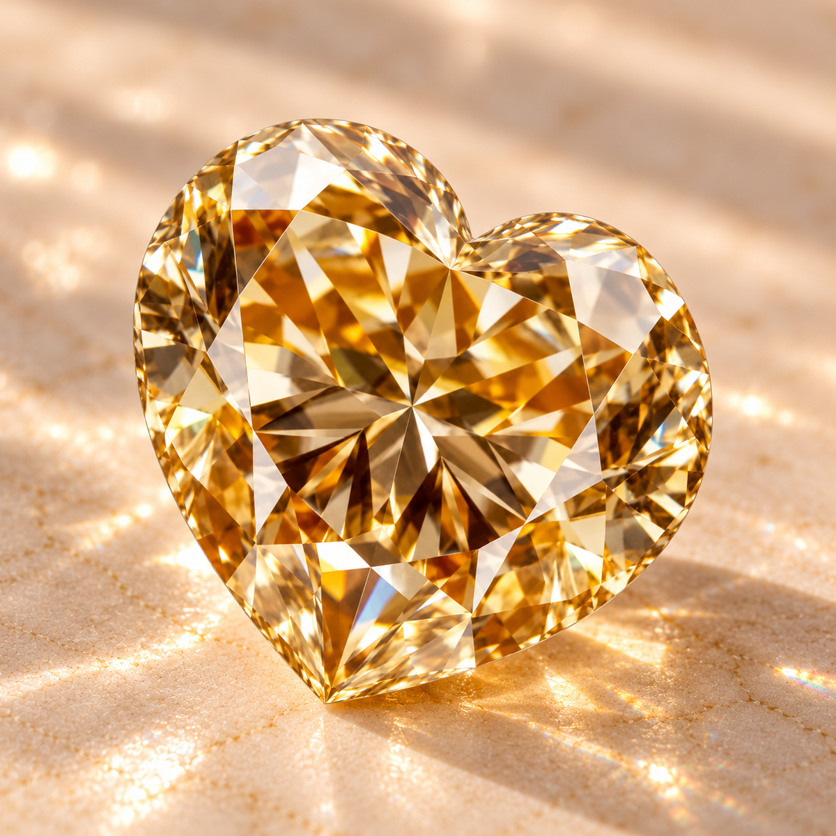 Vivid Champagne Heart Cut Moissanites