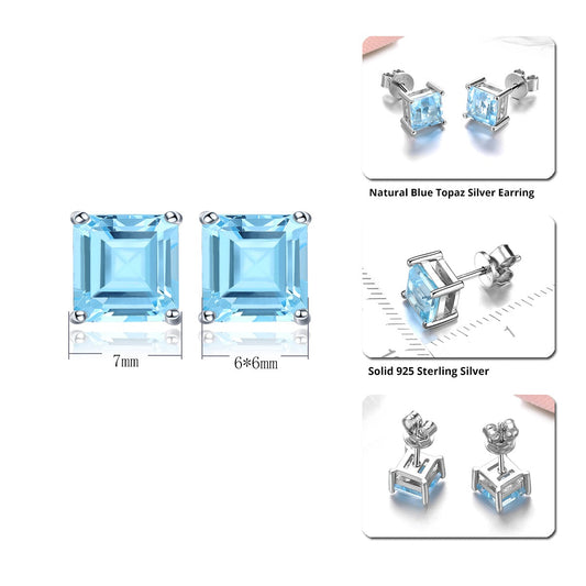 6mm Square Cut Natural Topaz Stud Earrings - Premium Jewelry from Dazzling Delights - Just $67.95! Shop now at Dazzling Delights