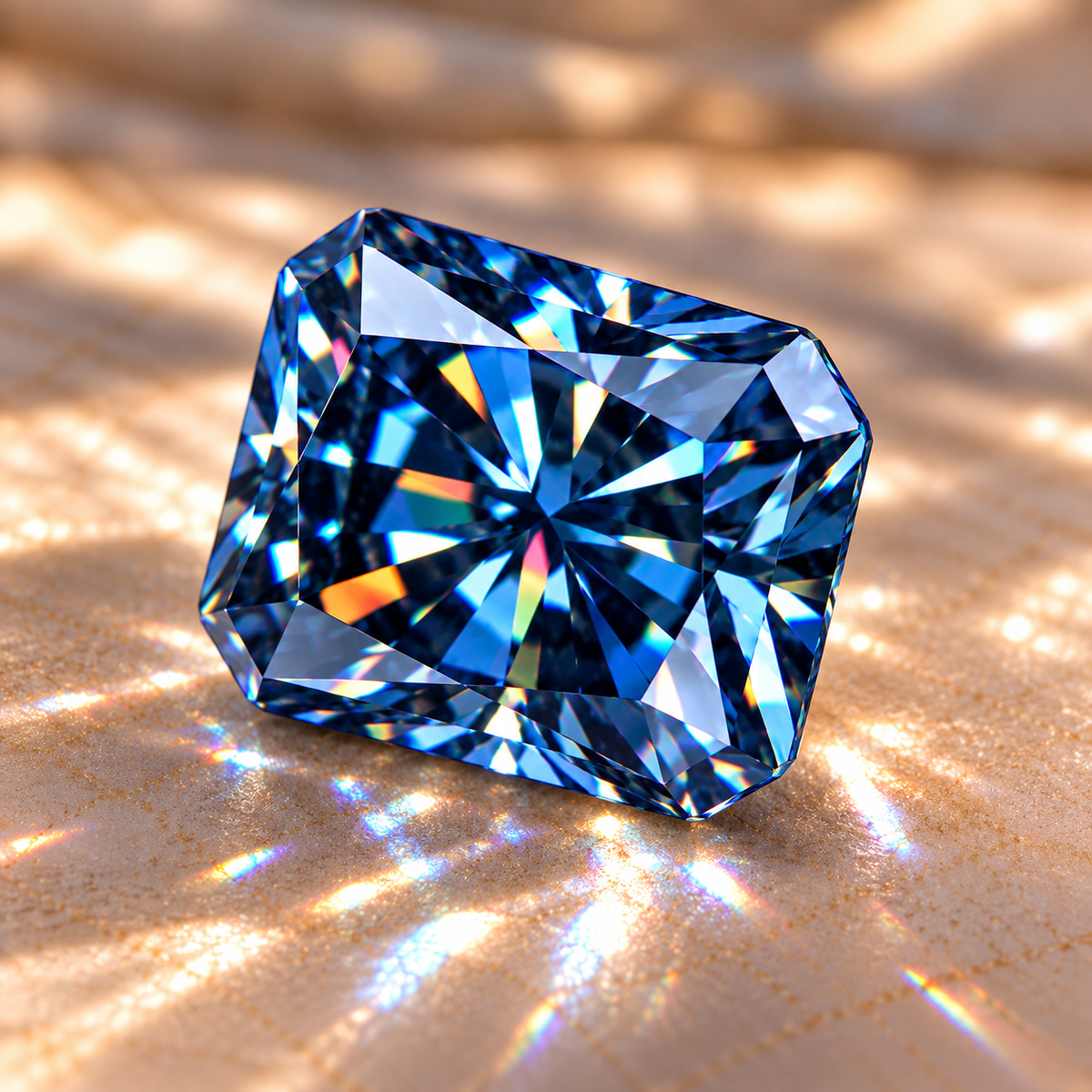Royal Blue Radiant Cut Moissanites