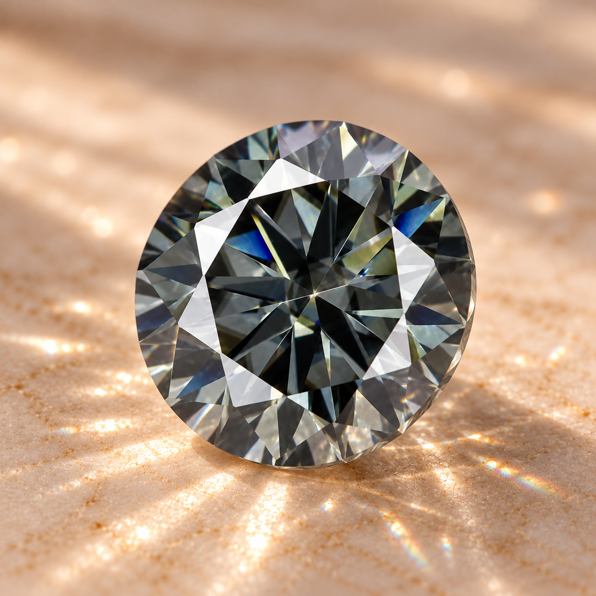 Grey Round Brilliant Cut Moissanites