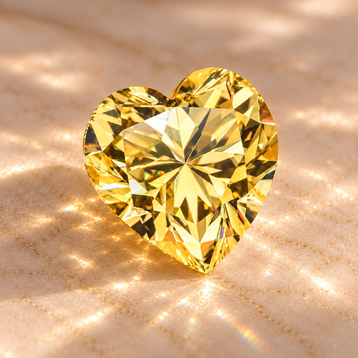 Sun Yellow Heart Cut Moissanites