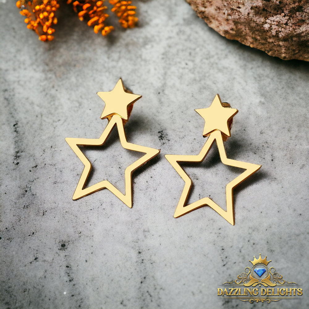 Titanium Double Star Stud Earrings - Premium Jewelry from Dazzling Delights - Just $27.95! Shop now at Dazzling Delights