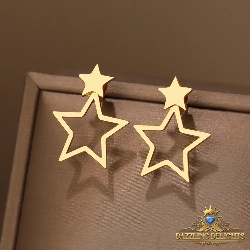 Titanium Double Star Stud Earrings - Premium Jewelry from Dazzling Delights - Just $27.95! Shop now at Dazzling Delights
