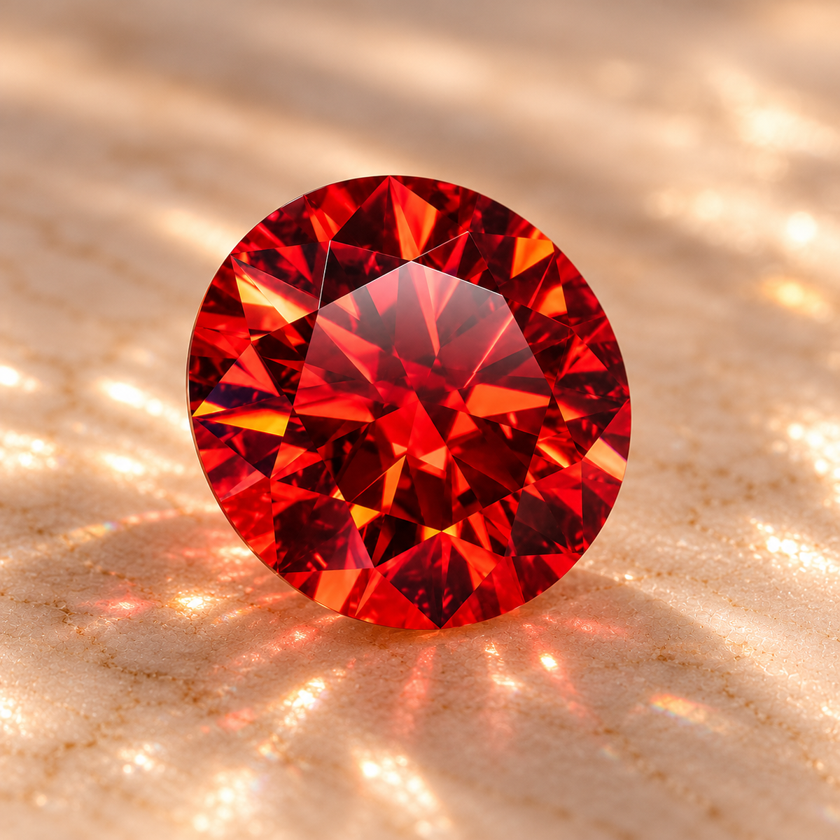 Pigeon Blood Red Round Brilliant Cut Moissanites