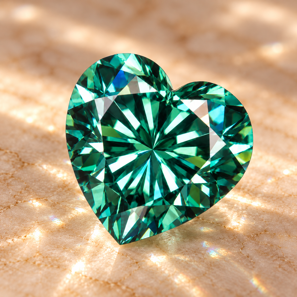 Emerald Green Heart Cut Moissanites