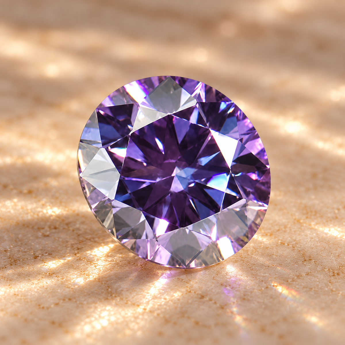 Purple Round Brilliant Cut Moissanites