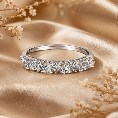 1ct Heart Cut Moissanite Half-Eternity Wedding Band