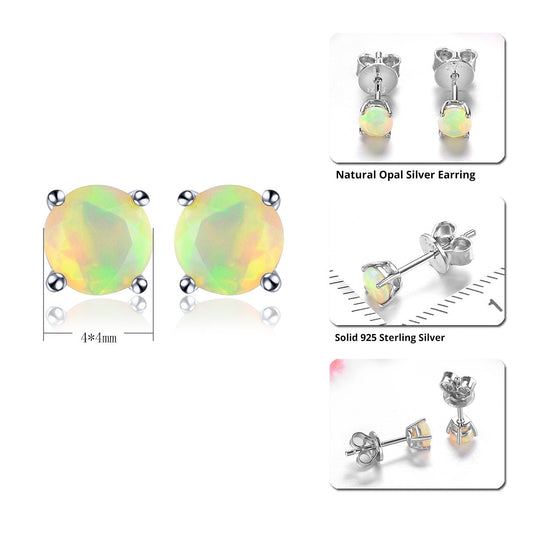 4mm Round Cut Natural Opal Stud Earrings - Premium Jewelry from Dazzling Delights - Just $67.95! Shop now at Dazzling Delights
