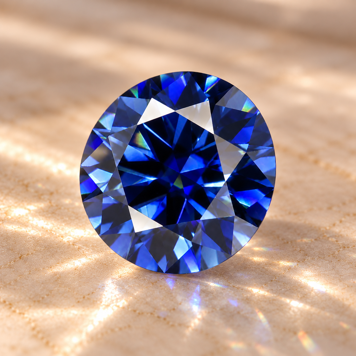 Royal Blue Round Brilliant Cut Moissanites