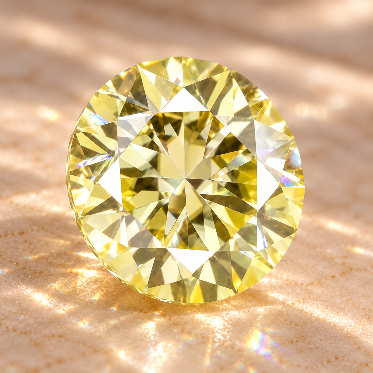 Lemon Yellow Round Brilliant Cut Moissanites