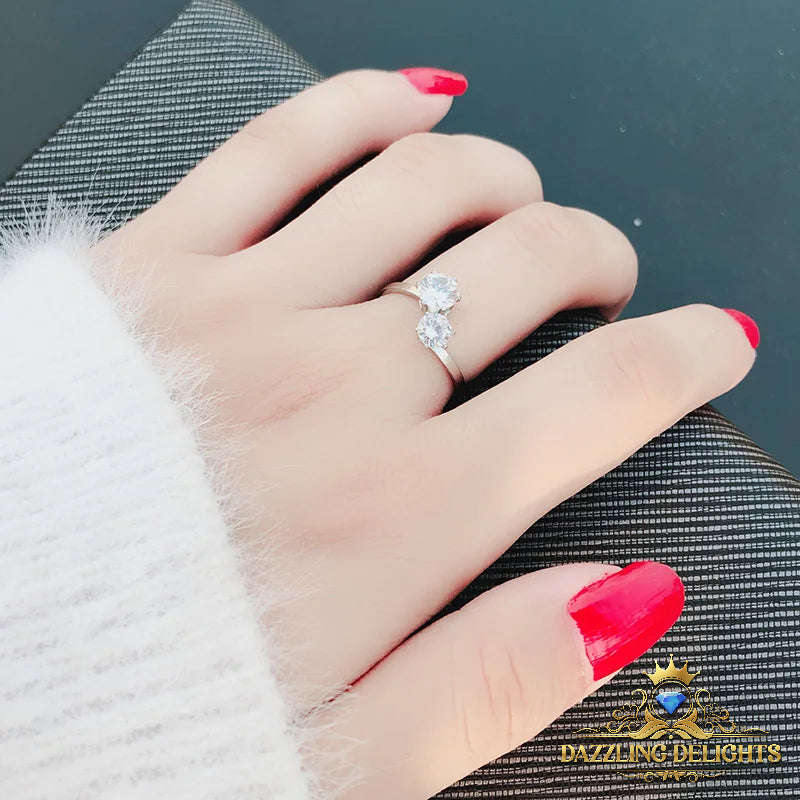 Titanium Open Ring with 6mm Cubic Zirconia - Premium Jewelry from Dazzling Delights - Just $46.95! Shop now at Dazzling Delights