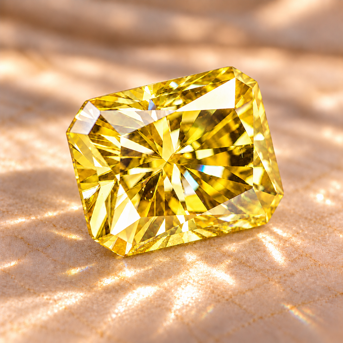 Vivid Canary Yellow Radiant Cut Moissanites