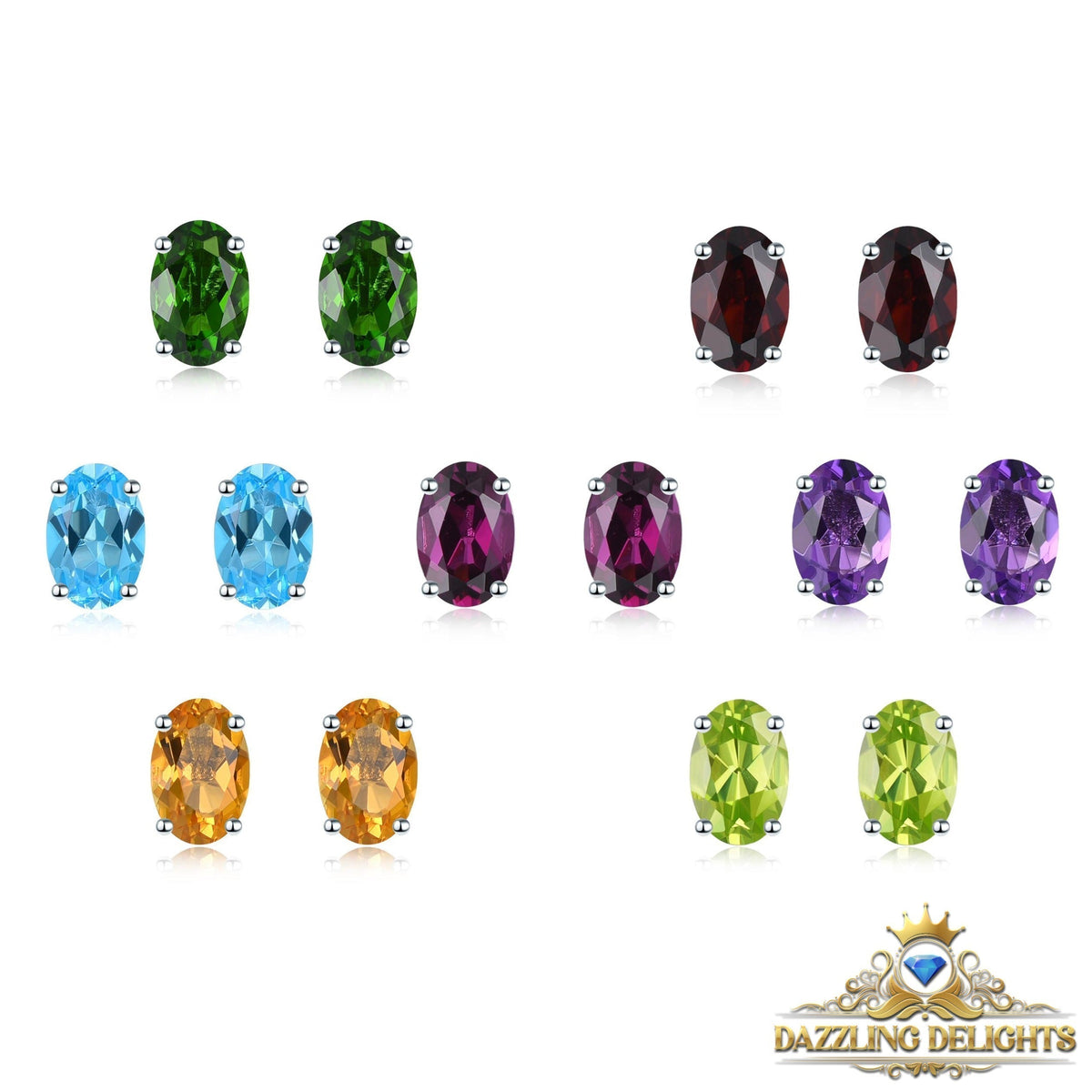 6x4mm Oval Cut Natural Gemstone Stud Earrings - Your Choice of Gemstone - Premium Jewelry from Dazzling Delights - Just $55.95! Shop now at Dazzling Delights