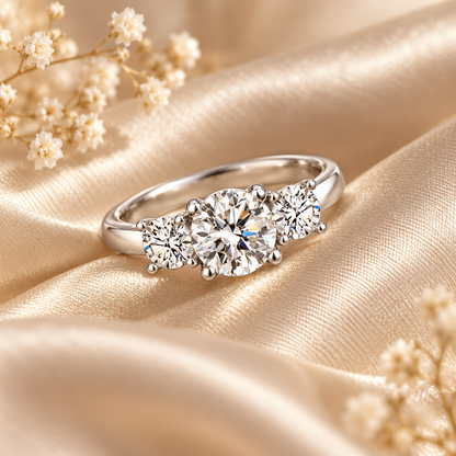 Anillo de trilogía de moissanita de 2 quilates 