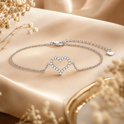 Pulseira Coração Moissanite 