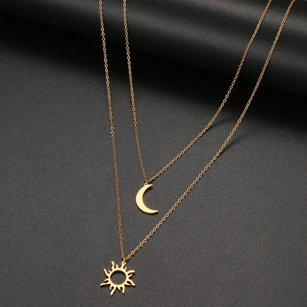 Titanium Sun and Moon Pendant Necklace - Premium Jewelry from Dazzling Delights - Just $25.95! Shop now at Dazzling Delights
