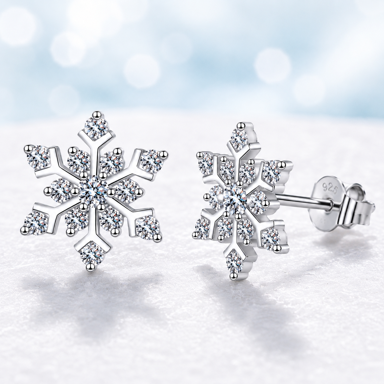 Snowflake Moissanite Stud Earrings
