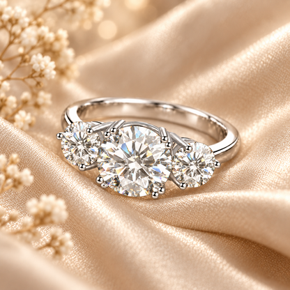 Anillo de trilogía de moissanita de 4 quilates 