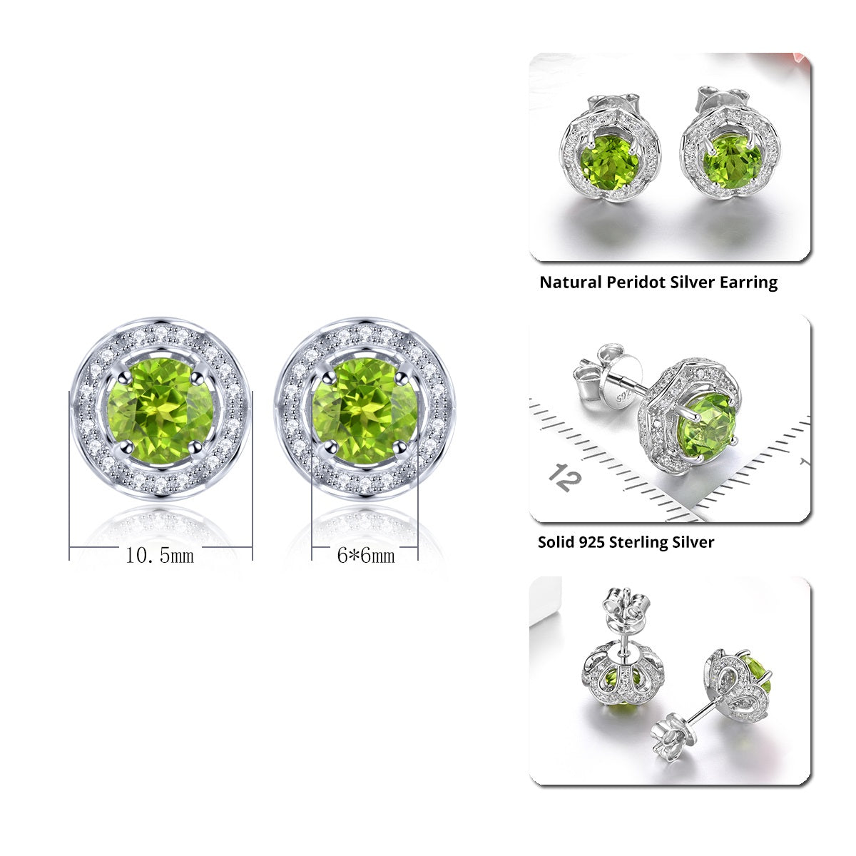 6mm Round Cut Natural Peridot Halo Stud Earrings - Premium Jewelry from Dazzling Delights - Just $97.95! Shop now at Dazzling Delights