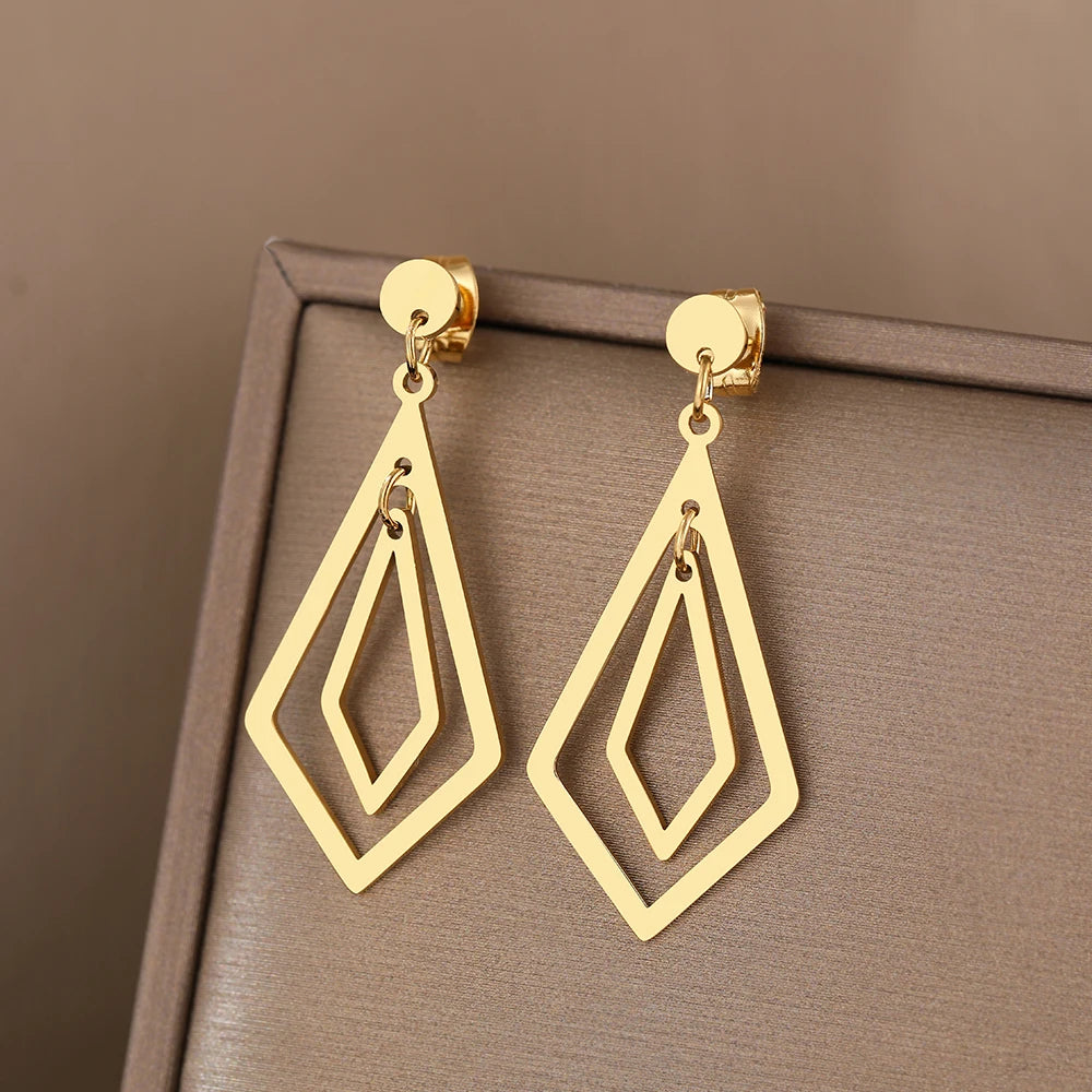 Titanium Geometric Dangle Earrings - Premium Jewelry from Dazzling Delights - Just $24.95! Shop now at Dazzling Delights
