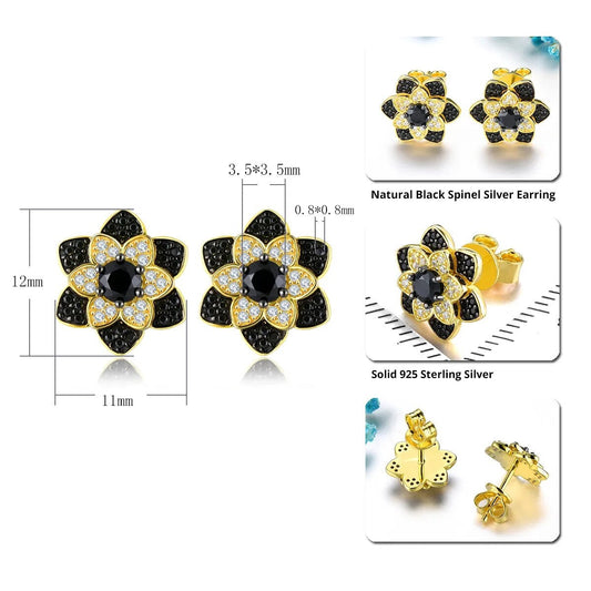 Black and White Spinel Flower Stud Earrings - Premium Jewelry from Dazzling Delights - Just $83.95! Shop now at Dazzling Delights