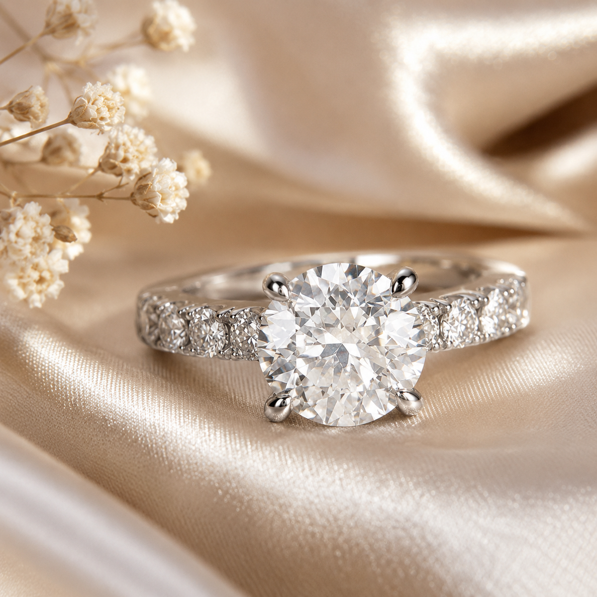 Anel de Moissanite com corte brilhante redondo de 4,3 quilates 