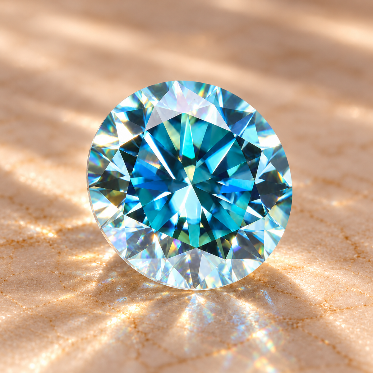 Sea Blue Round Brilliant Cut Moissanites