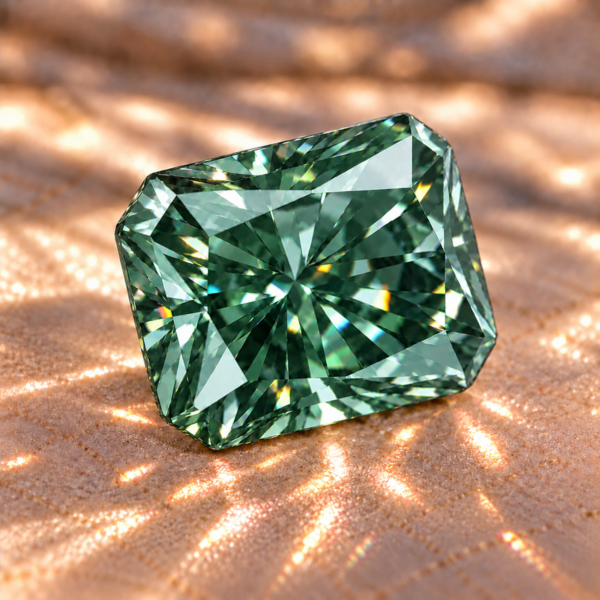 Green Radiant Cut Moissanites