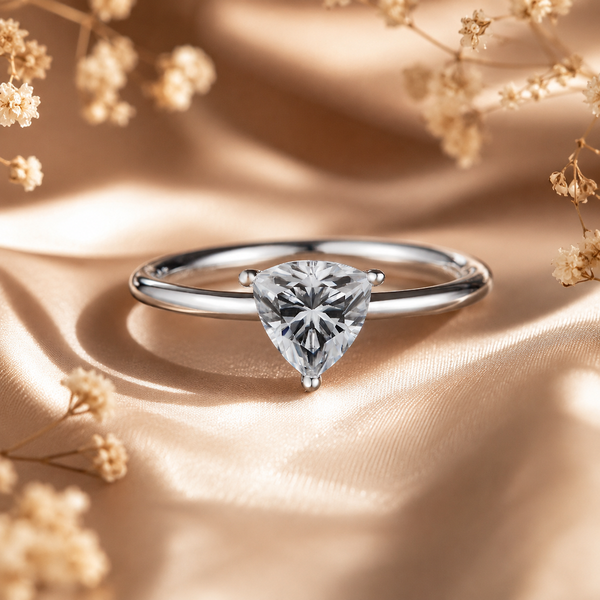 Anillo de compromiso con moissanita y solitario de talla billón 