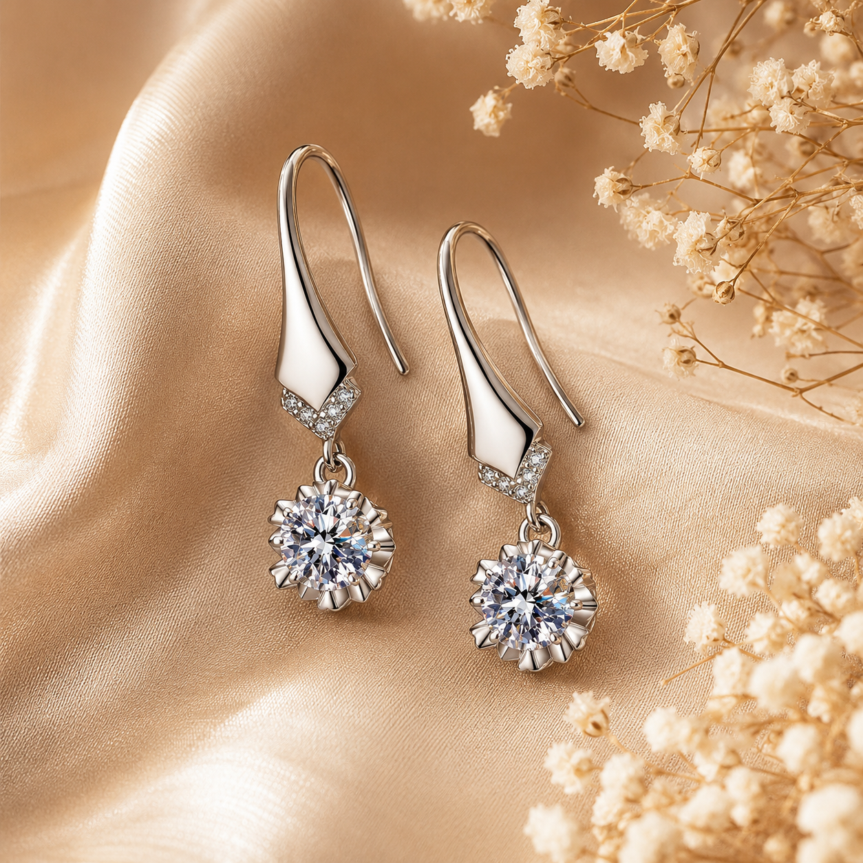 Elegantes brincos de moissanite de 6,5 mm 