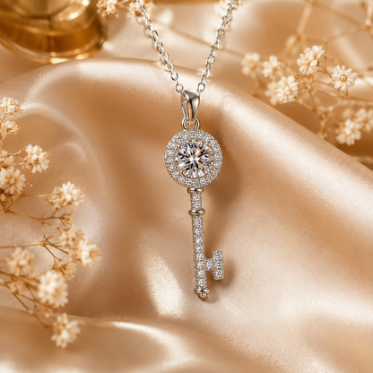 Moissanite Key Pendant Necklace