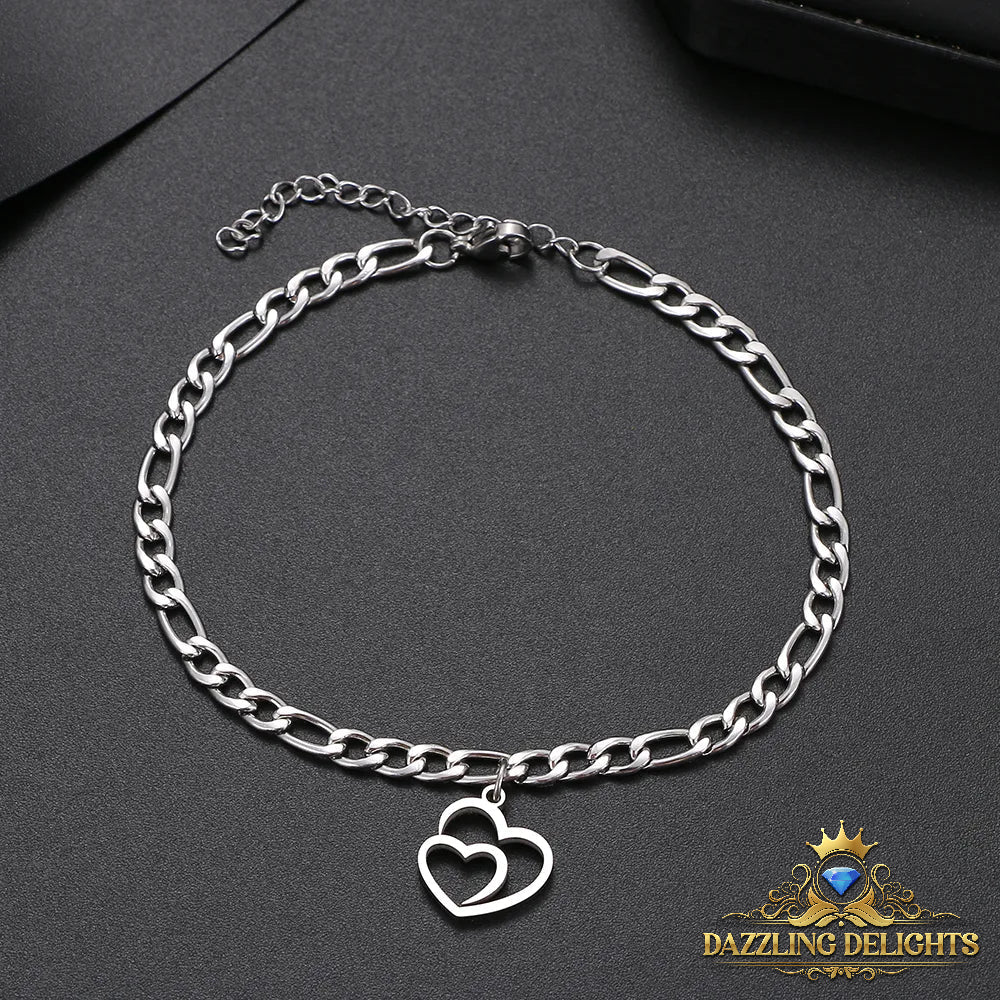 Titanium Double Heart Bracelet - Premium Jewelry from Dazzling Delights - Just $27.95! Shop now at Dazzling Delights