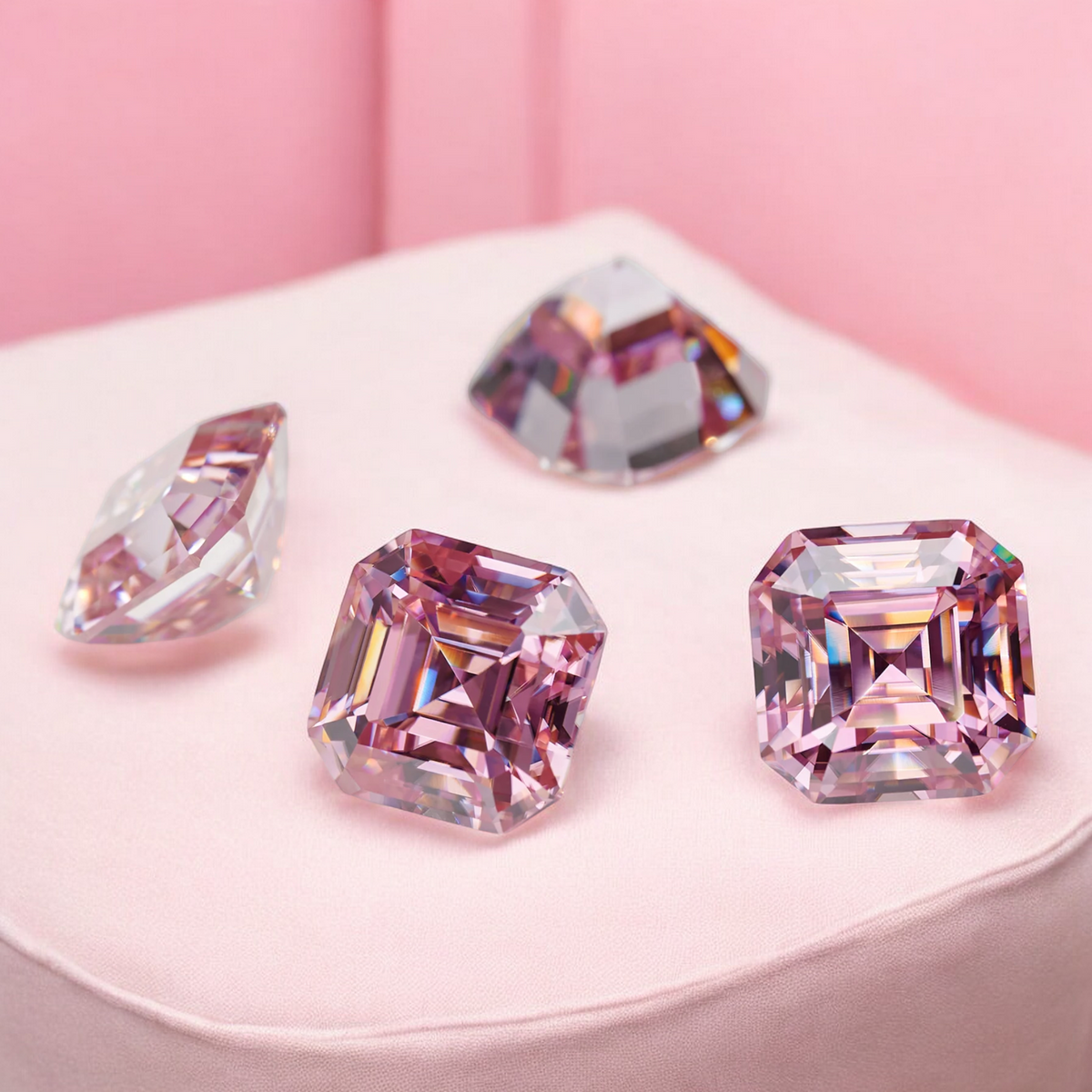 Soft Pink Asscher Cut Moissanites - Premium Jewelry from Dazzling Delights - Just $83.33! Shop now at Dazzling Delights