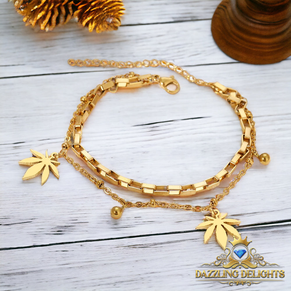 Titanium Leaf Charm Bracelet - Premium Jewelry from Dazzling Delights - Just $28.95! Shop now at Dazzling Delights