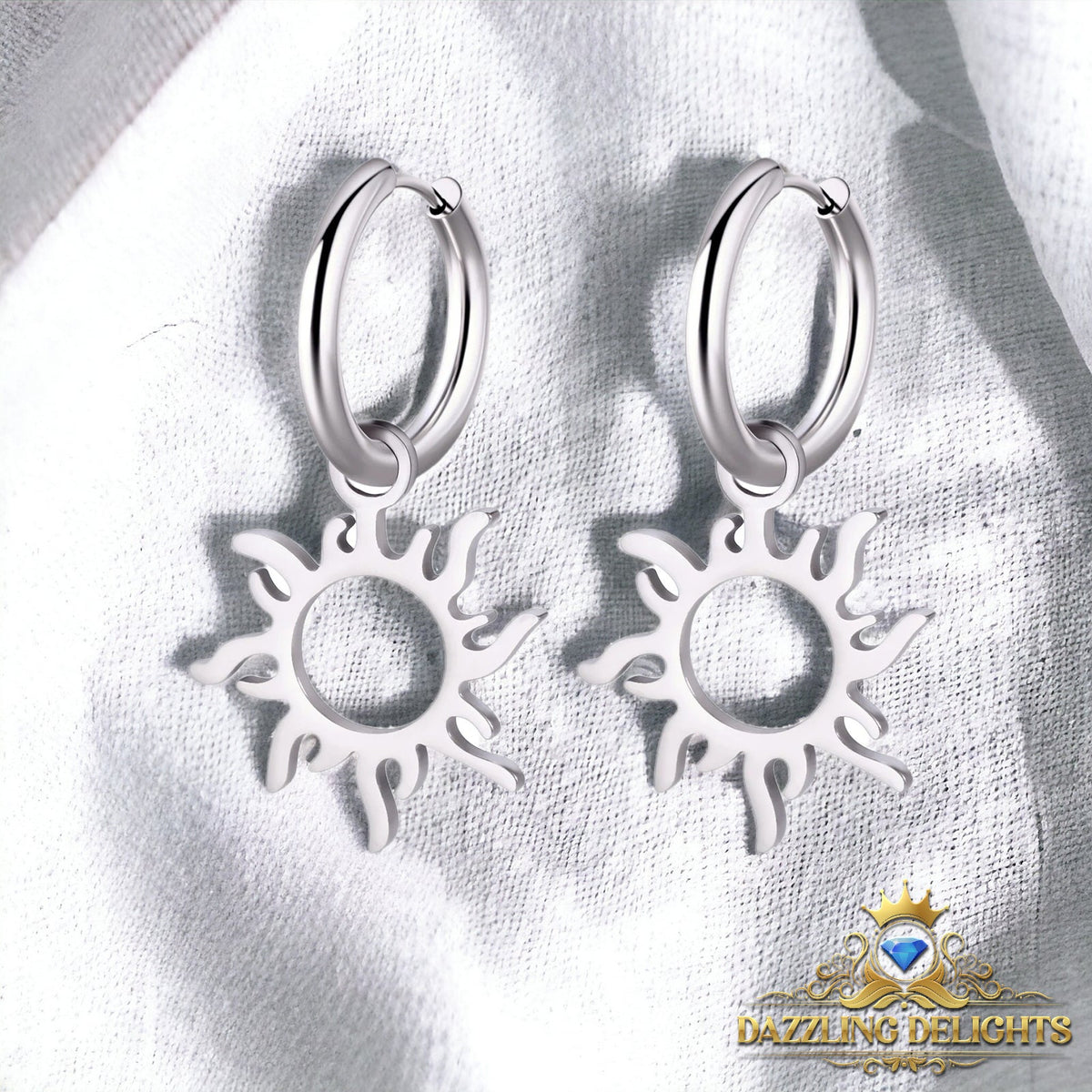 Titanium Sunburst Sleeper Dangle Earrings - Premium Jewelry from Dazzling Delights - Just $27.95! Shop now at Dazzling Delights