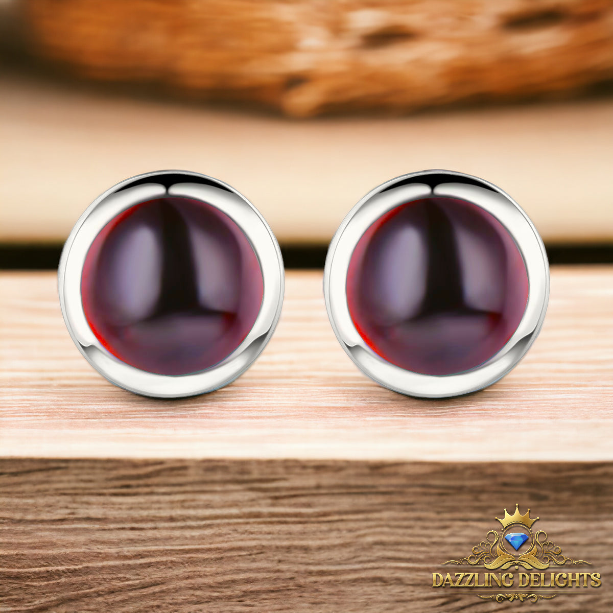 5mm Round Cabochon Cut Natural Gemstone Stud Earrings - Your Choice of Gemstone - Premium Jewelry from Dazzling Delights - Just $55.95! Shop now at Dazzling Delights