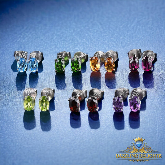 6x4mm Oval Cut Natural Gemstone Stud Earrings - Your Choice of Gemstone - Premium Jewelry from Dazzling Delights - Just $55.95! Shop now at Dazzling Delights