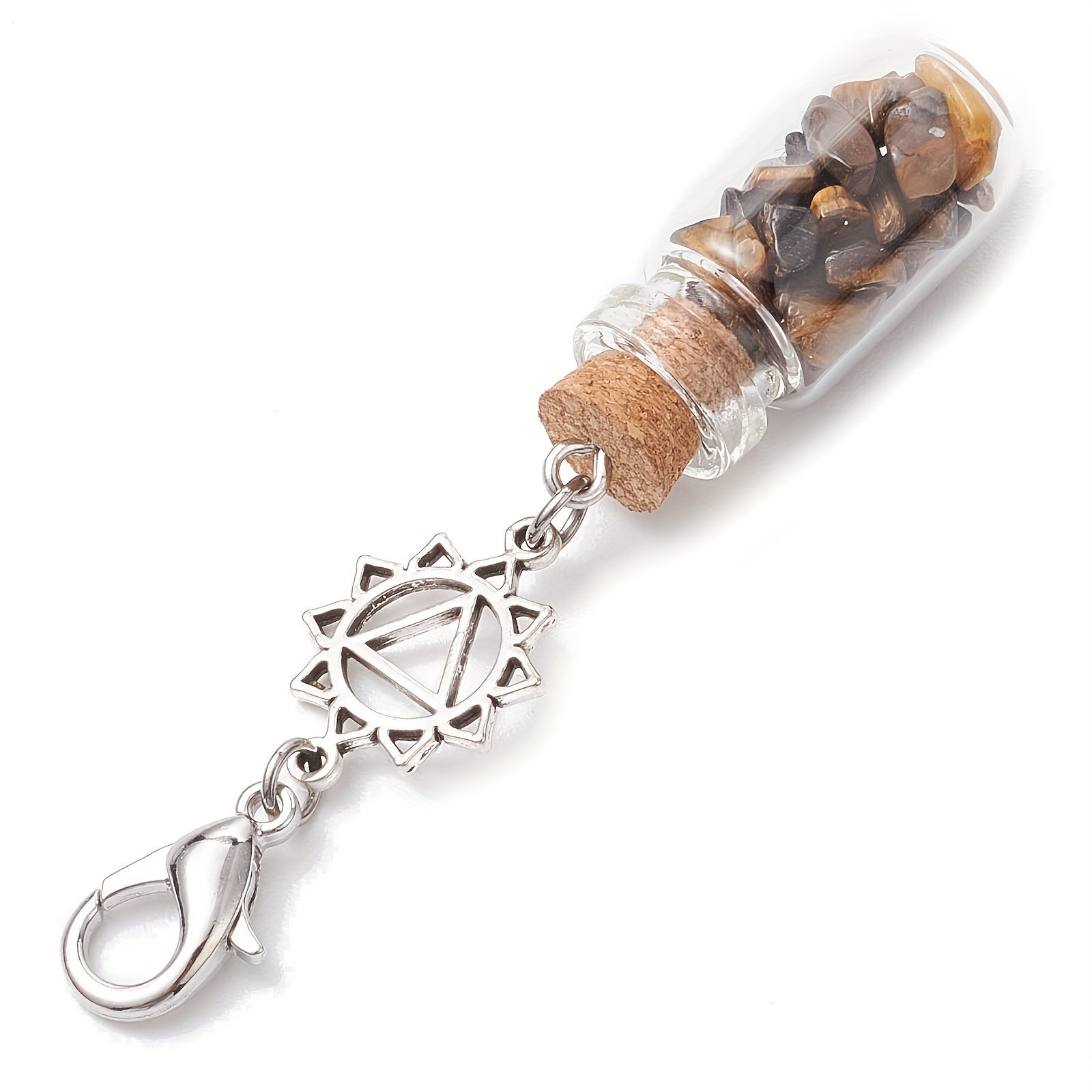 7 Chakra Crystal Bottle Keychain Set – Chakra Symbol Gemstone