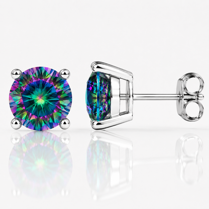 Four Prong Moissanite Solitaire Stud Earrings
