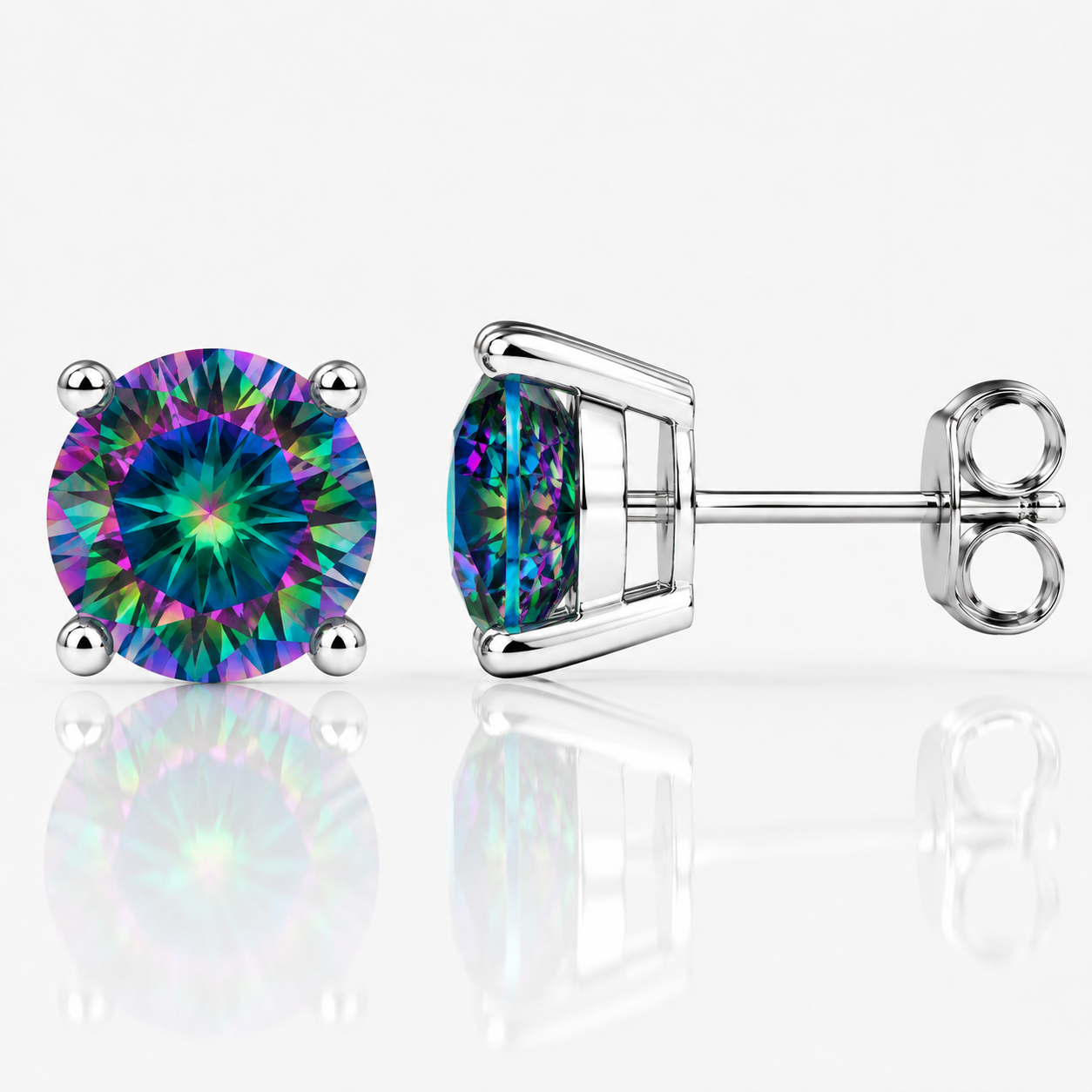 Round Brilliant Moissanite Stud Earrings – Classic Solitaire Earrings