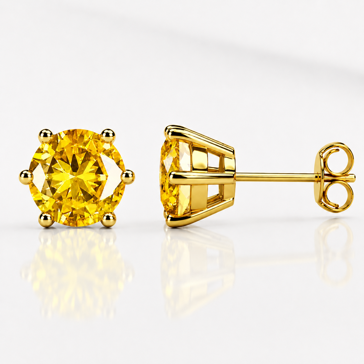 Round Brilliant Moissanite Stud Earrings – Classic Solitaire Earrings