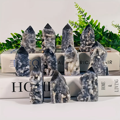 Smoky Druzy Quartz Crystal Tower – Grounding Energy, Shadow Work & Aura Cleansing Stone