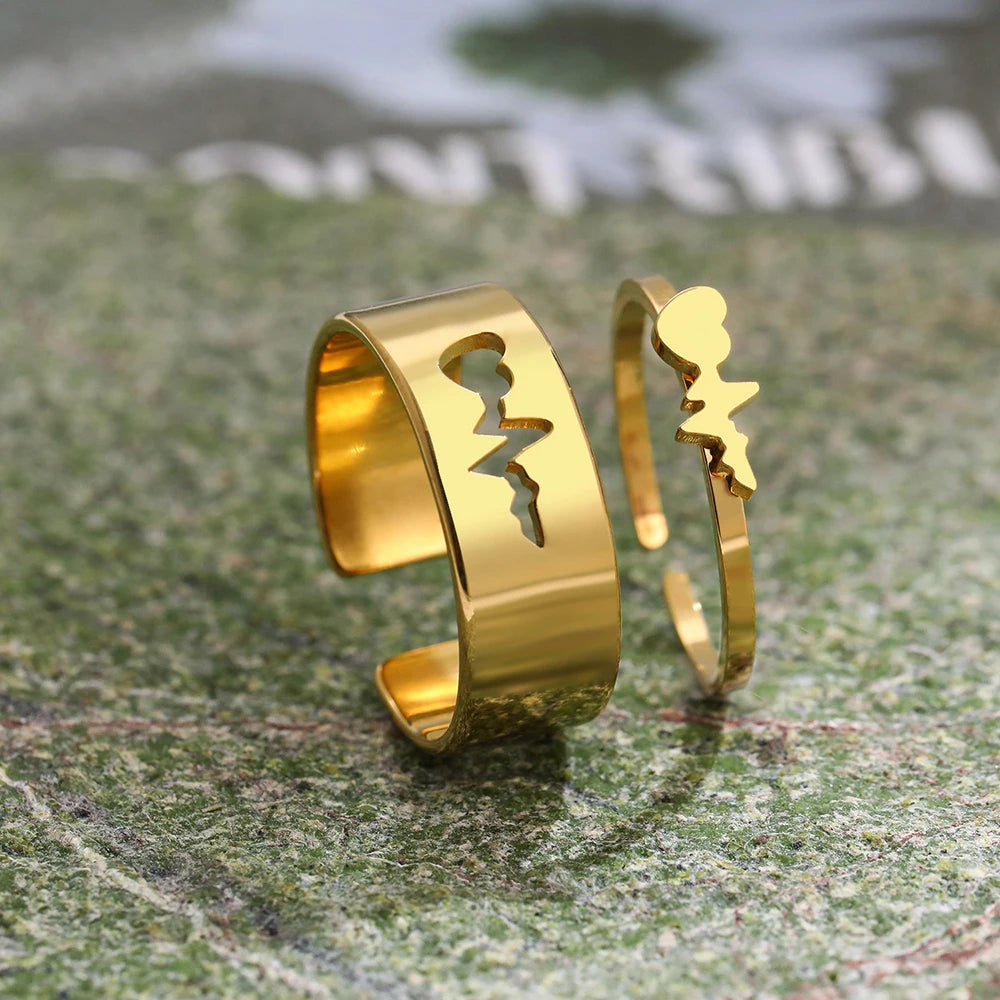 Titanium Double Heartbeat Size Adjustable Ring - Premium Jewelry from Dazzling Delights - Just $27.95! Shop now at Dazzling Delights