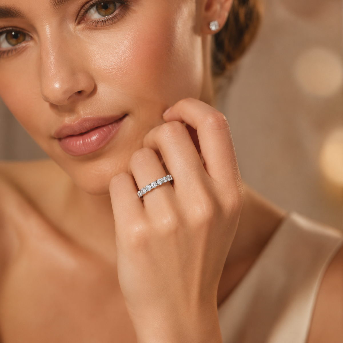 Anillo de boda de moissanita de corte brillante redondo de 2,1 quilates